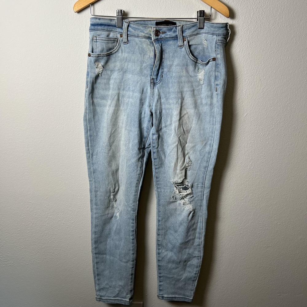 Kendall + Kylie Jeans Womens 9 29 Ultra Babe Skinny Distressed Ripped Denim Pant